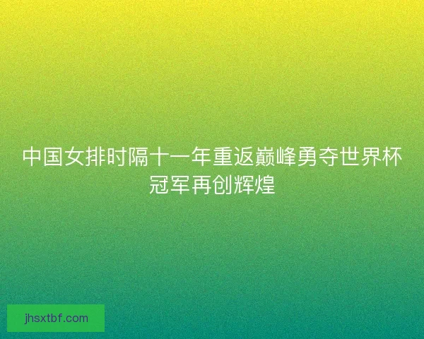 中国女排时隔十一年重返巅峰勇夺世界杯冠军再创辉煌